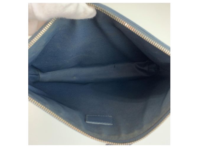 Pochette Aerogram in pelle blu Louis Vuitton - vista 9