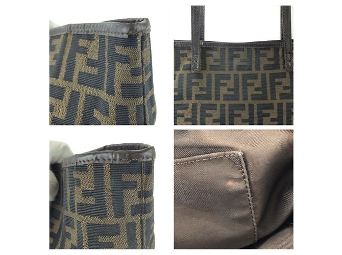 Fendi Zucca Canvas Leather Tote Bag Braun Dunkelbraun - Ansicht 5