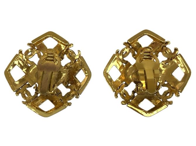 Chanel Vintage Coco Mark vergoldete Kunstperlen-Ohrringe Golden - Ansicht 2
