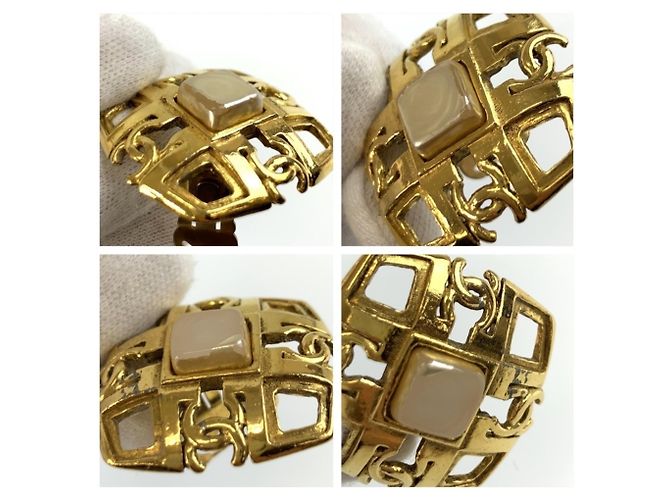 Chanel Vintage Coco Mark vergoldete Kunstperlen-Ohrringe Golden - Ansicht 5