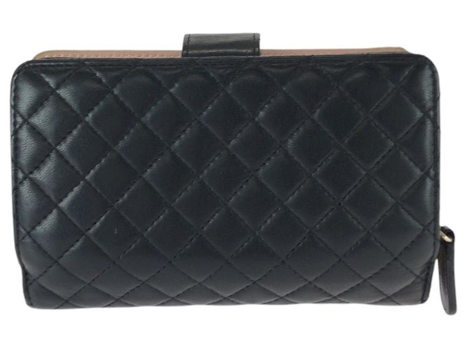 Chanel Matelassé Leder Bi-Fold Geldbörse Schwarz Pink - Ansicht 2