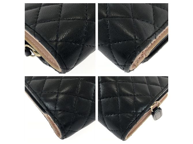Chanel Matelassé Leder Bi-Fold Geldbörse Schwarz Pink - Ansicht 3