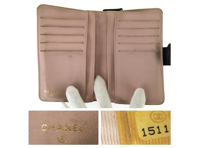 Chanel Matelassé Leder Bi-Fold Geldbörse Schwarz Pink - Ansicht 5