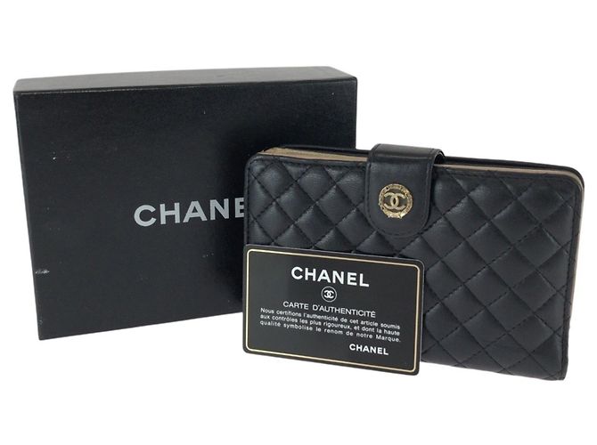 Chanel Matelassé Leder Bi-Fold Geldbörse Schwarz Pink - Ansicht 8