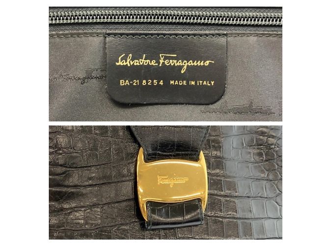Borsa Tote/Spalla in pelle nera Salvatore Ferragamo Nero - vista 3