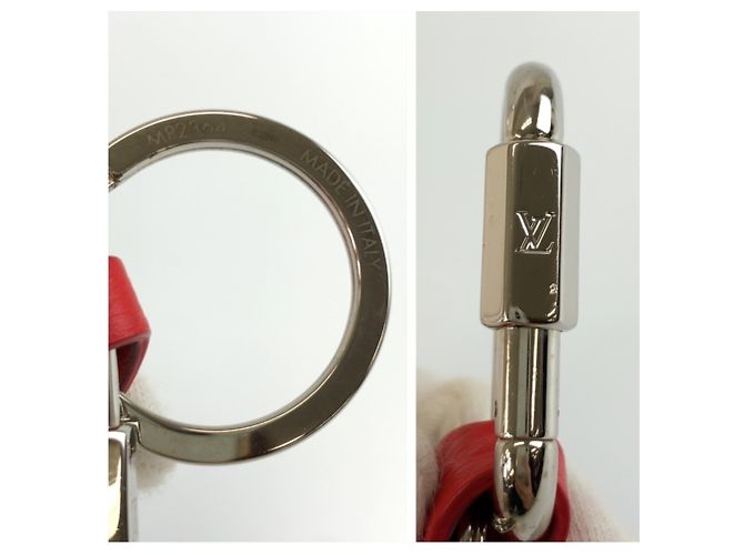 Portachiavi Louis Vuitton in pelle rossa Argento Rosso - vista 4
