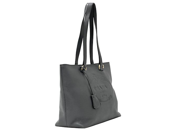 Borsa Tote Prada in pelle grigia Marrone - vista 3
