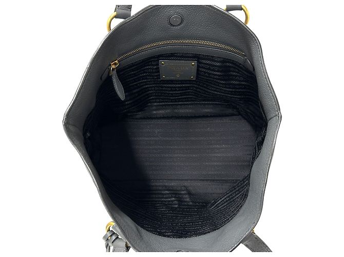 Borsa Tote Prada in pelle grigia Marrone - vista 5