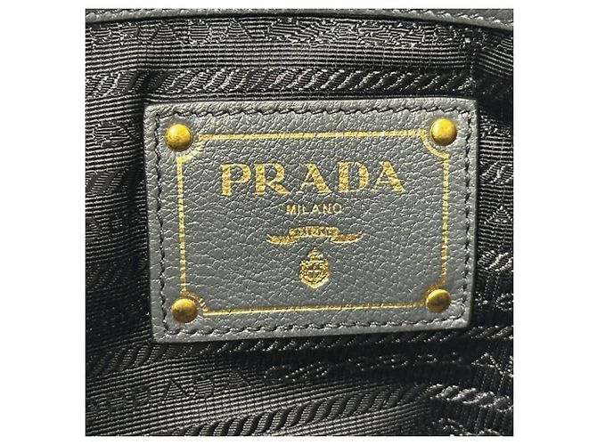 Borsa Tote Prada in pelle grigia Marrone - vista 6