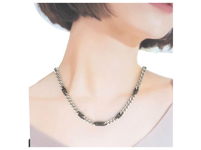 Collana a catena con maglie cubane intrecciate per uomo Gucci - vista 10