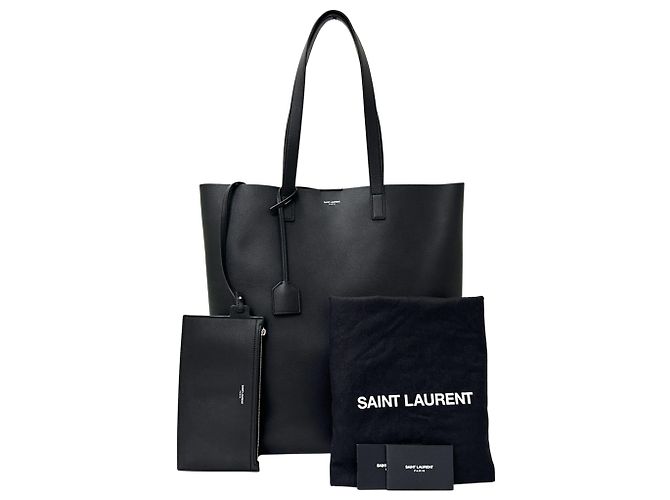 Borsa Tote Saint Laurent in pelle nera Nero - vista 8
