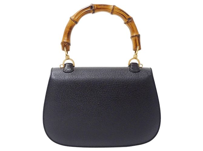 Bamboo Borsa Gucci in pelle nera e bambù Nero - vista 2