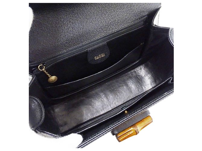 Bamboo Borsa Gucci in pelle nera e bambù Nero - vista 6