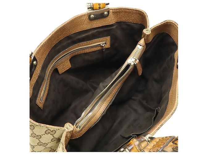 Tote Gucci GG Canvas Bamboo Marrone Beige - vista 5