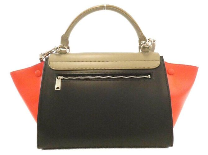 16 Céline Bolso Celine Small Trapeze de piel de becerro Roja - vista 2