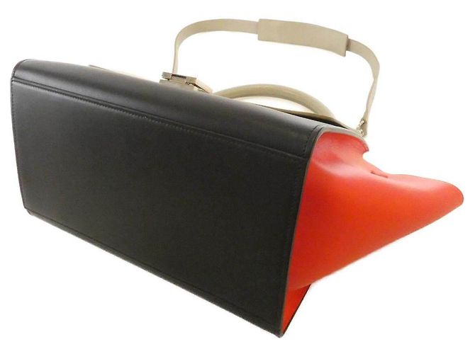 16 Céline Bolso Celine Small Trapeze de piel de becerro Roja - vista 3