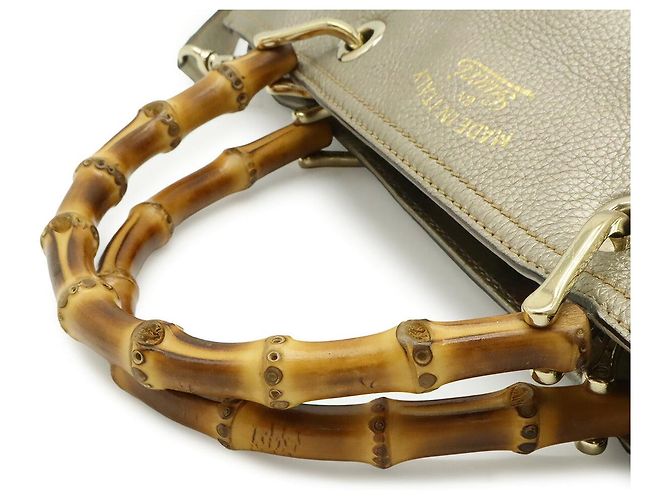 Borsa Tote Gucci Bamboo Shopper D'oro Metallico - vista 4