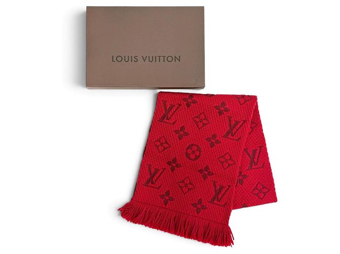 Louis Vuitton Escale Logo Mania Monogram Schal aus Wolle und Seide Rot - Ansicht 2
