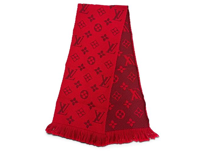 Louis Vuitton Escale Logo Mania Monogram Schal aus Wolle und Seide Rot - Ansicht 4