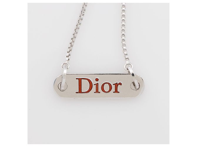 Dior Logo Bar Halskette Silber Metallisch - Ansicht 4