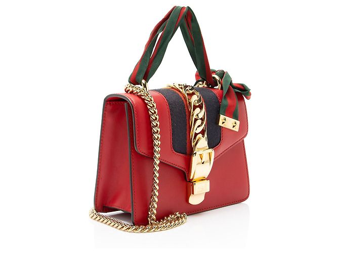 Borsa Mini Chain Sylvie in pelle Gucci Rosso - vista 2