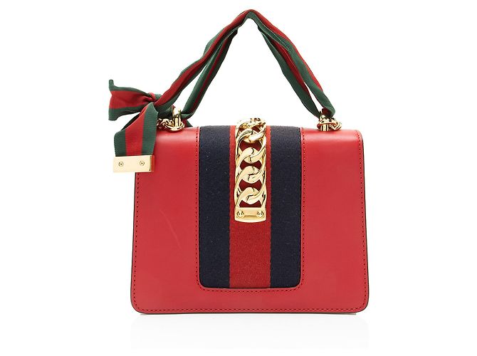 Borsa Mini Chain Sylvie in pelle Gucci Rosso - vista 3