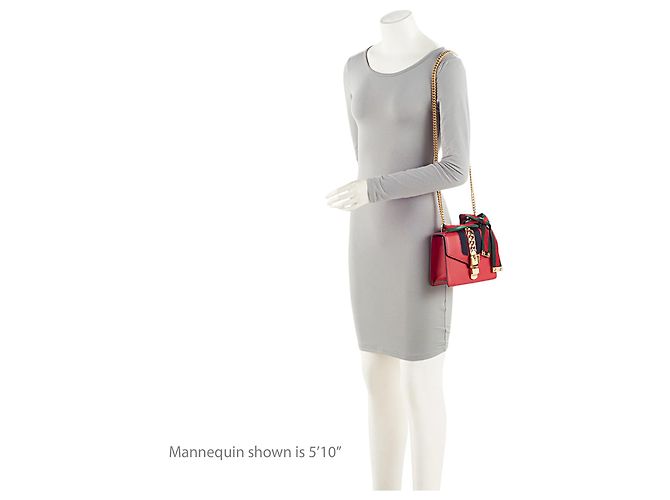 Borsa Mini Chain Sylvie in pelle Gucci Rosso - vista 5