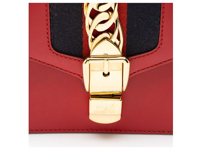 Borsa Mini Chain Sylvie in pelle Gucci Rosso - vista 9