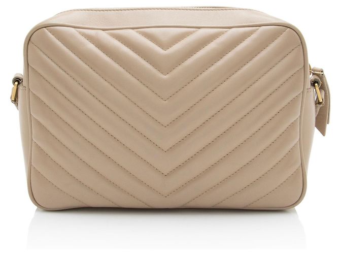 Saint Laurent Lou Camera Bag aus gestepptem Kalbsleder mit Monogramm Braun Beige - Ansicht 3