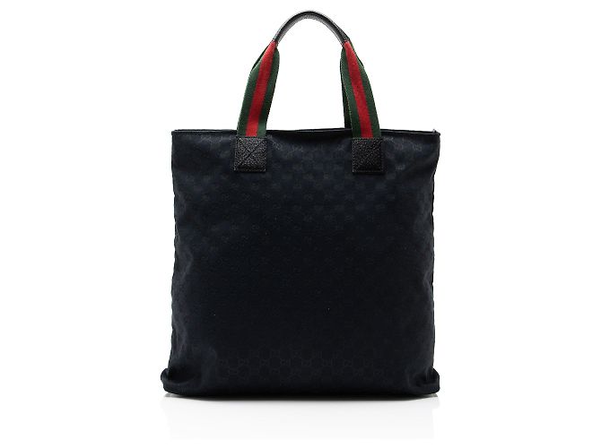 Borsa Tote Large N/S Gucci GG Canvas Web Nero - vista 3