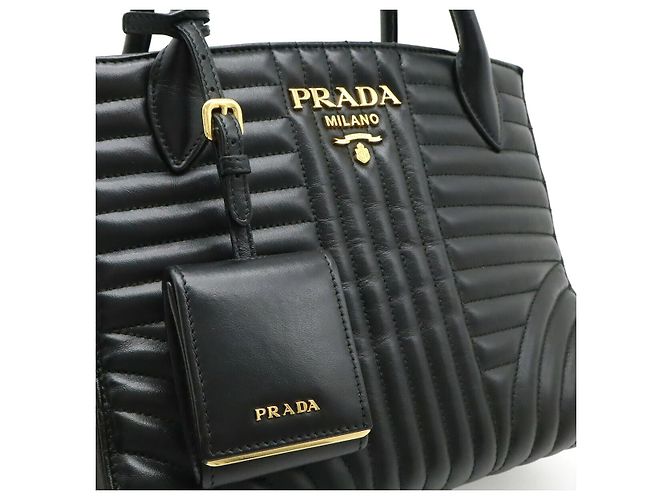 Prada Borsa a mano in pelle Diagram Nero - vista 8