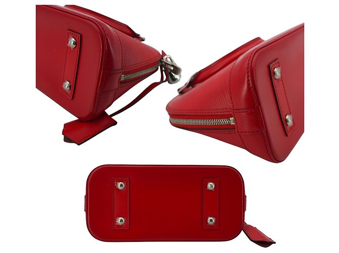 Borsa a tracolla in pelle Louis Vuitton Alma BB Rosso - vista 4
