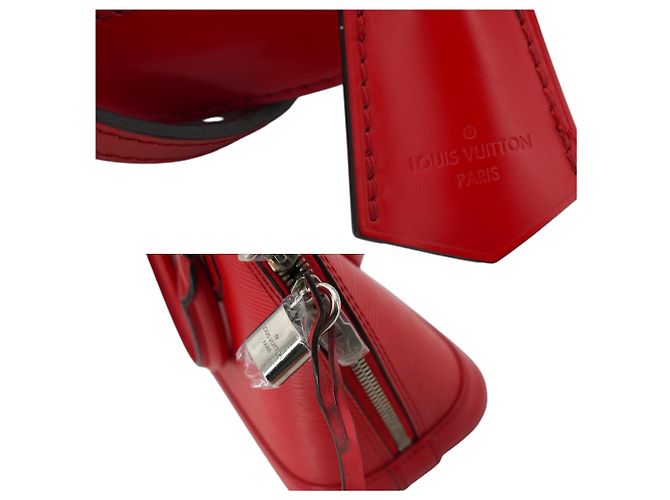 Borsa a tracolla in pelle Louis Vuitton Alma BB Rosso - vista 6