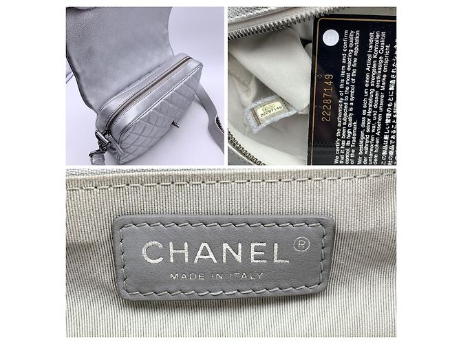 Borsa a tracolla in pelle Chanel Timeless/Classique Argento Metallico - vista 6
