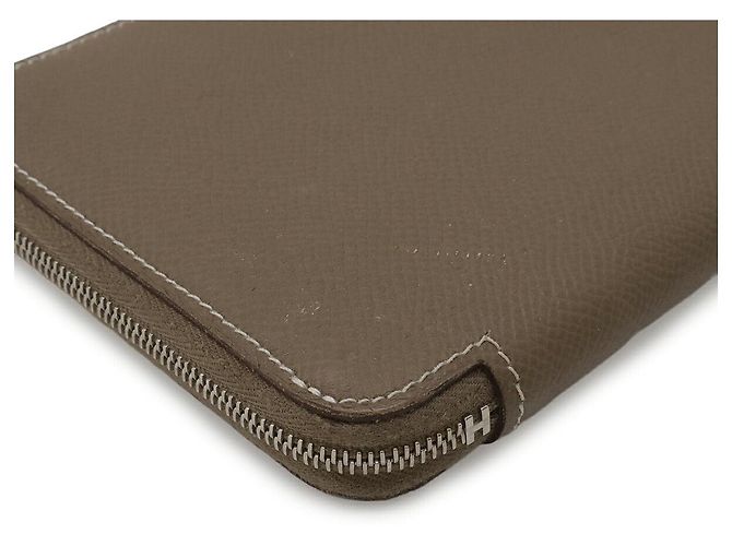 Hermès Portafoglio lungo Hermes Azap in seta Marrone Beige - vista 3