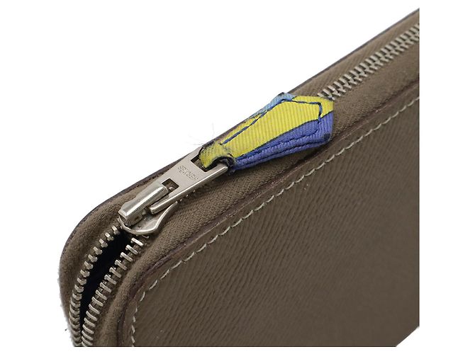 Hermès Portafoglio lungo Hermes Azap in seta Marrone Beige - vista 4