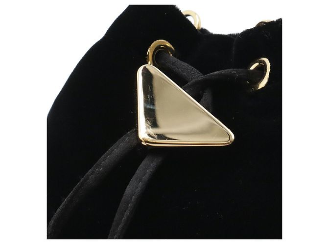 Pouch in velluto Prada con logo triangolare Nero - vista 5