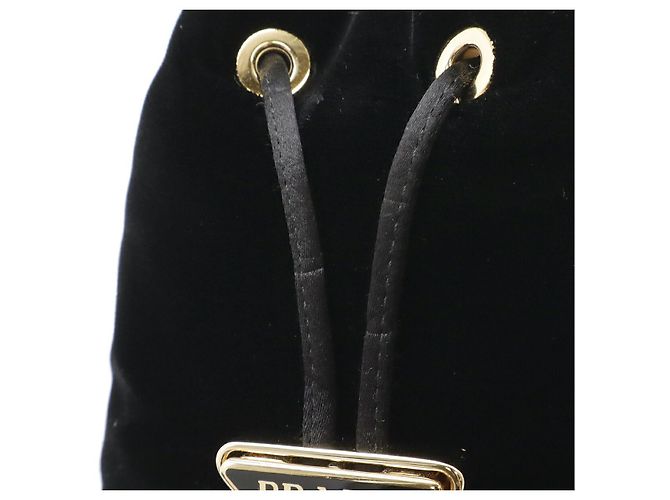 Pouch in velluto Prada con logo triangolare Nero - vista 6