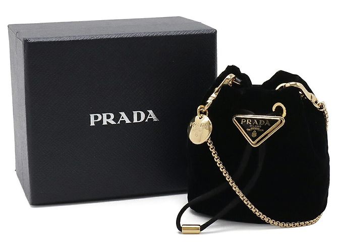 Pouch in velluto Prada con logo triangolare Nero - vista 9