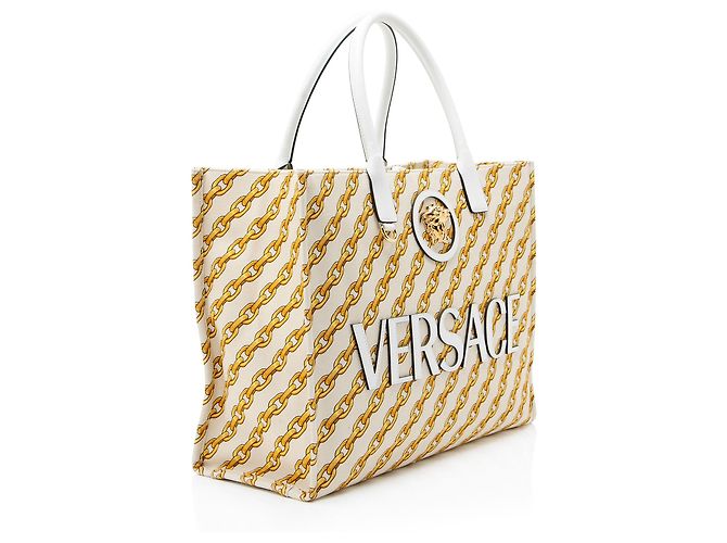 Versace Chain Link Canvas La Medusa Large Tote Braun Beige - Ansicht 2
