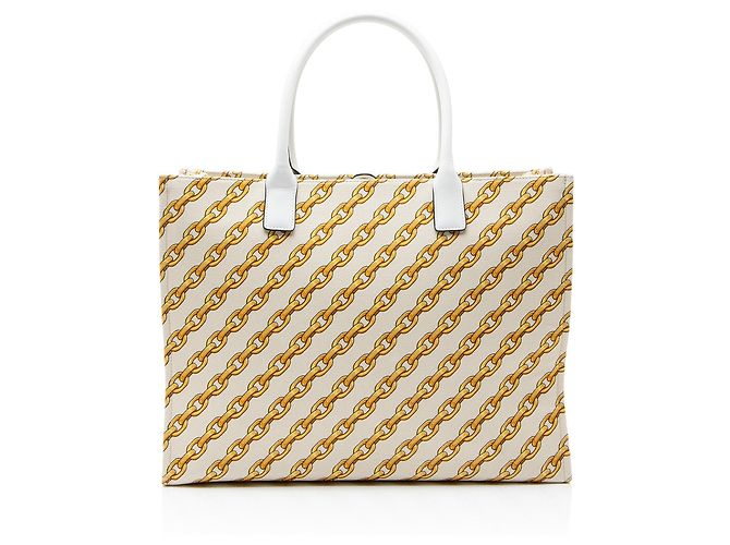 Versace Chain Link Canvas La Medusa Large Tote Braun Beige - Ansicht 3