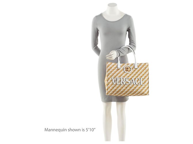 Versace Chain Link Canvas La Medusa Large Tote Braun Beige - Ansicht 5
