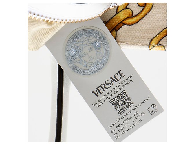 Versace Chain Link Canvas La Medusa Large Tote Braun Beige - Ansicht 8