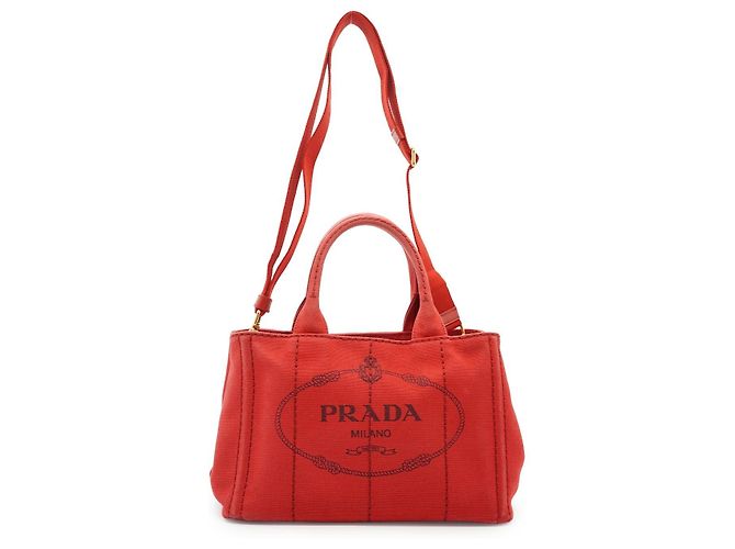 Borsa Tote in tessuto Prada Canapa Rosso - vista 3
