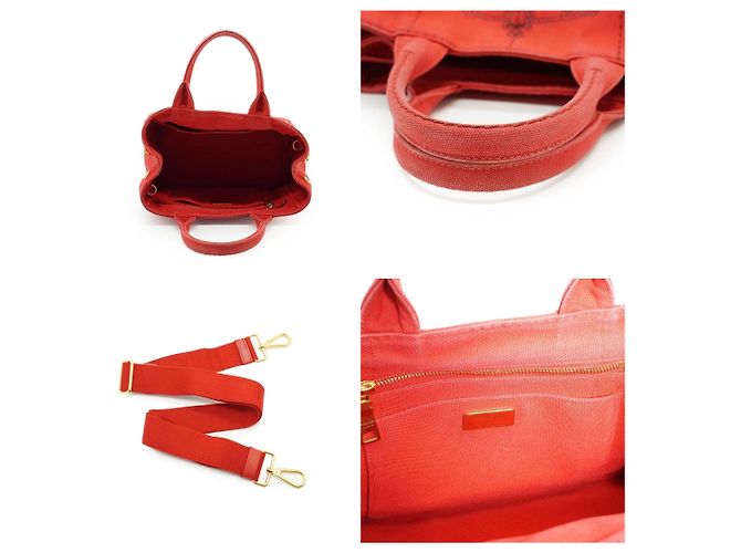 Borsa Tote in tessuto Prada Canapa Rosso - vista 6
