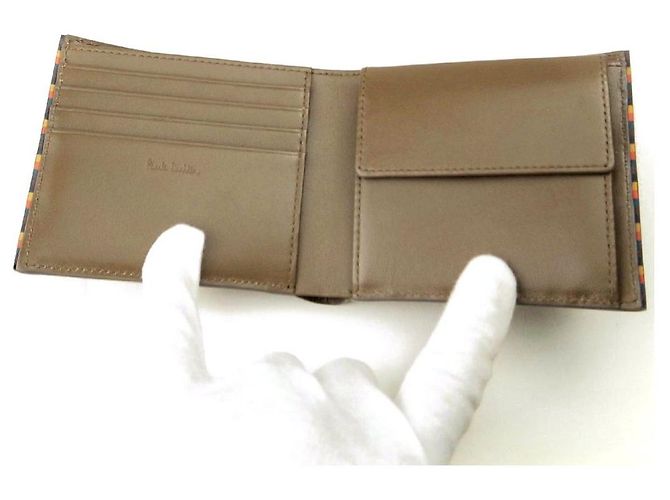 Paul Smith Brighe Stripe Trim Leather Wallet Brown - view 2