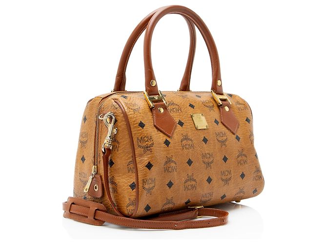 Borsa Boston Small MCM Vintage Visetos Marrone - vista 2