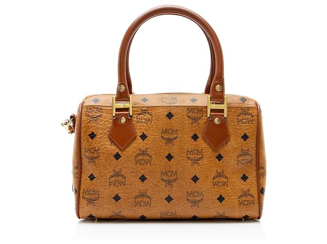 Borsa Boston Small MCM Vintage Visetos Marrone - vista 3