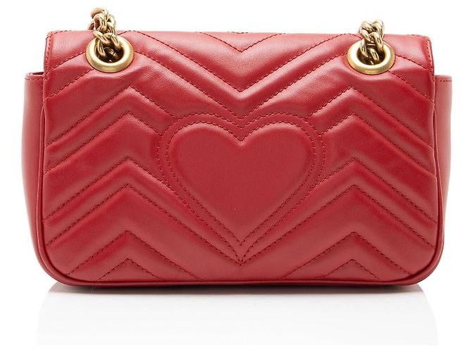 Borsa a patta Small GG Marmont in pelle matelassé Gucci Rosso - vista 3