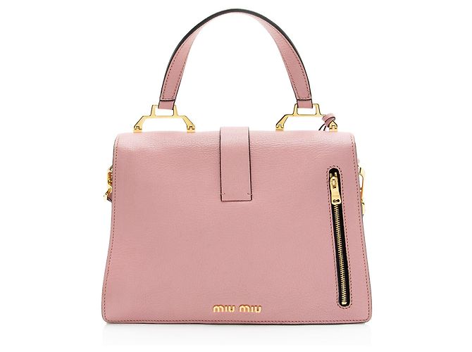 Miu Miu Leather Madras Top Handle Pink - Ansicht 3